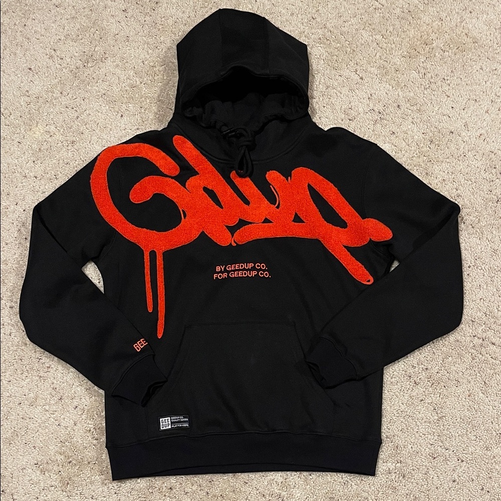 ⚡️RARE GEEDUP HOODIE BLACK VIBRANT RED SZ MEDIUM NWOT